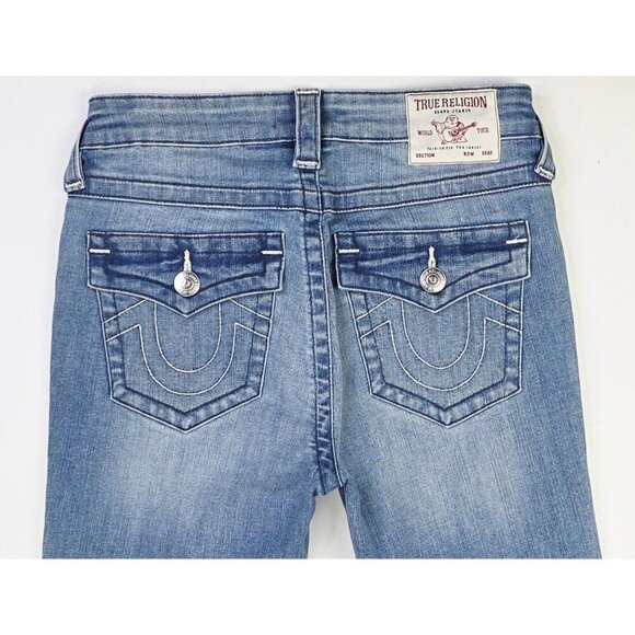 True Religion Size 27X34 Womens Becca Mid Rise Bootcut Blue Denim 5 Pocket Jeans - Picture 11 of 12